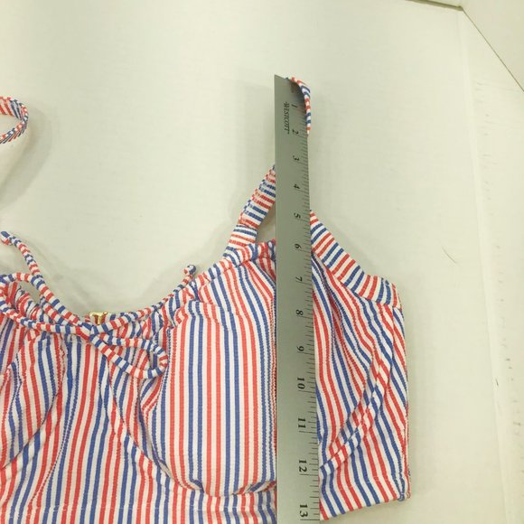 Xhilaration Women's Size 18W Textured Shirred Underwire Bikini Swim Top Striped - Picture 12 of 12